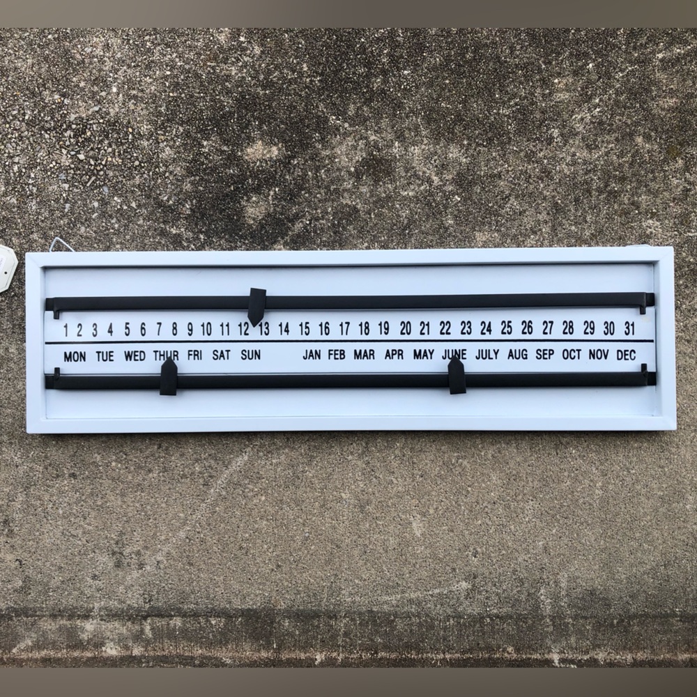 Modern Perpetual Wall Calendar - White & Black - metal farmhouse industrial
